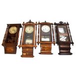 Four late 19th Century American inlaid wall clocks