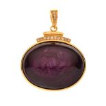 Gilt oval cabochon pendant