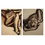 Contemporary School - Pair of pastels - 'Reclining Nudes'