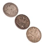 Coins - Two Victorian silver crown 1847 and 1890, together with a George V crown 1935