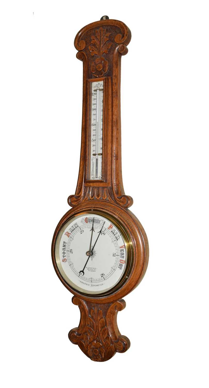 Oak cased aneroid barometer 'S. Jones & Co', Kilburn - Image 7 of 10