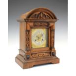 German carved walnut bracket clock