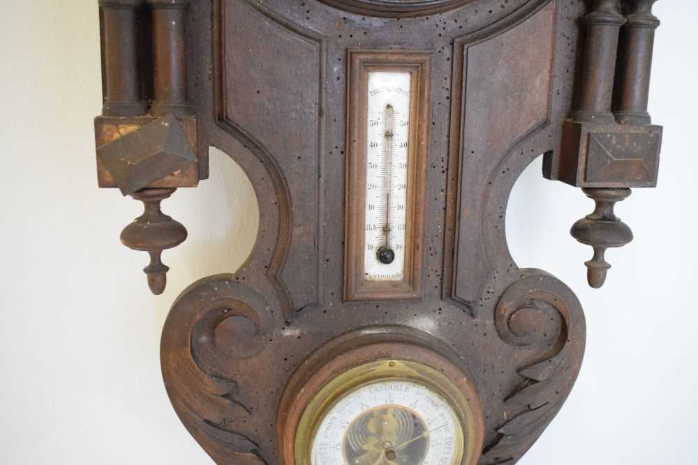 Early 20th Century French carved fruitwood combination wall clock - Image 5 of 7