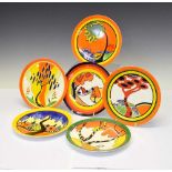 Six Wedgwood/Bradford Exchange 'Bizarre World of Clarice Cliff' plates