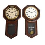 Two early 20th Century American regulator wall clocks