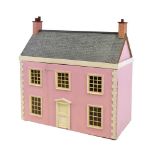 Large modern pink dolls house and furniture