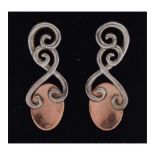 Pair of Clogau Welsh silver and rose gold love spoon earrings