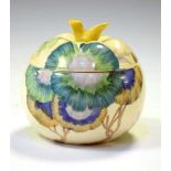 Clarice Cliff Rhodanthe preserve pot and cover