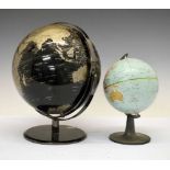 Small tinplate globe and black & gilt globe