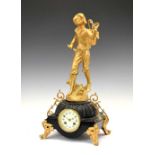 Reproduction gilt metal figural mantel clock