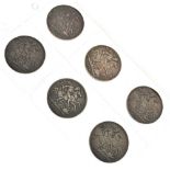 Coins - Six Victorian Old Head Crowns