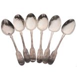 Set of six Victorian silver teaspoons, Exeter 1840