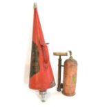 Vintage Minimax fire extinguisher, together with a sprayer, and cased balance scales