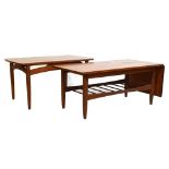 G-Plan coffee table with drop-flap, 95cm wide, and another teak G-plan table