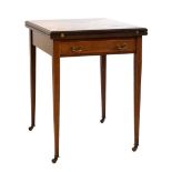 Edwardian mahogany and satinwood inlaid envelope card table