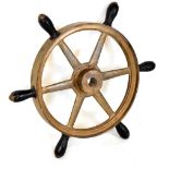 Brass ship's wheel of six spokes