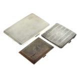 Three silver cigarette cases, 357g gross approx..