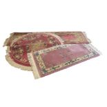 Three pink Chinese wool rugs