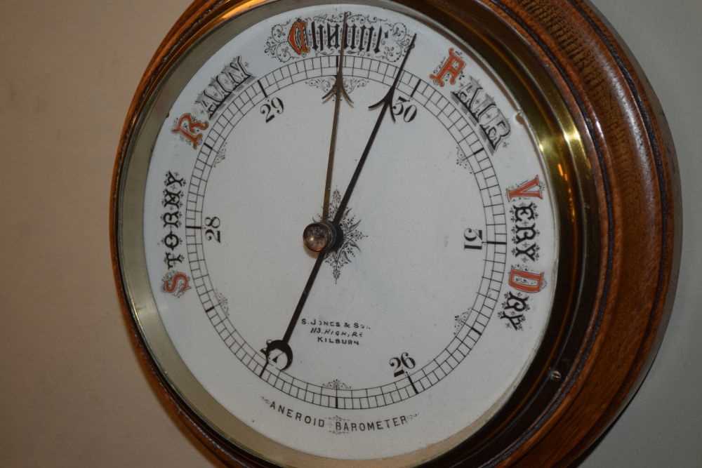 Oak cased aneroid barometer 'S. Jones & Co', Kilburn - Image 9 of 10