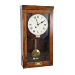 British Time Recording Co oak-cased wall clock