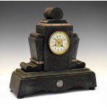 Late 19th Century French black slate and marble mantel clock