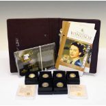 Six London Mint Office 'Royal House of Windsor' gold coins together with