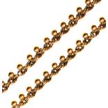 Unmarked yellow metal beaded rope-link chain