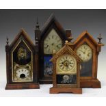 Four American 'steeple' mantel clocks