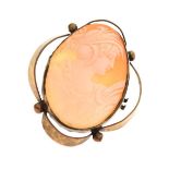 Shell cameo brooch