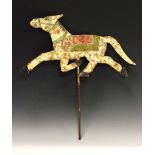 Folk Art painted metal weather vane - trotting horse