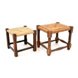 Two oak framed stools