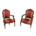 Pair of French style fauteuil chairs