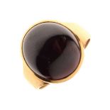 Gentleman's garnet set yellow metal ring