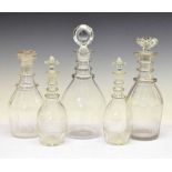 Five 19th Century decanters
