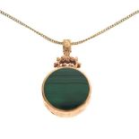 Malachite and Blue John 9ct gold pendant