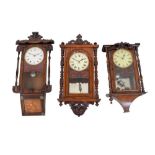 Three late 19th Century inlaid American wall clocks