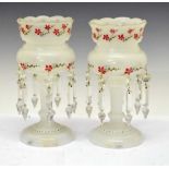Pair of opaque glass lustres