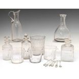 Assorted 19th Century clear glass decanters, etc..