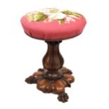 Early Victorian revolving piano stool