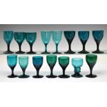 Assorted 19th Century green wine glasses