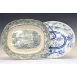 Two transfer decorated meat plates