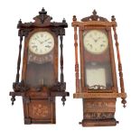 Two late 19th Century American inlaid walnut wall clocks