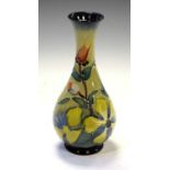 Moorcroft - 'Hypericum' pattern bud vase tube lined with yellow flowers