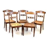Set of five Regency / George IV faux rosewood cane-seat chairs