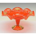 Murano red glass pedestal dish