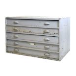 Painted five-drawer plan chest