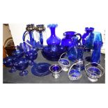 Assorted blue glass