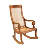 Early 20th Century fruitwood bergere rocking chair