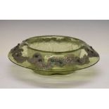 Early 20th Century Art Noveau green glass bowl with pinched body