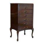 20th Century mahogany six-drawer music cabinet